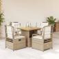 Preview: ARDEBO.de - 5-tlg. Garten-Essgruppe mit Kissen Beige Poly Rattan