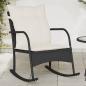 Preview: ARDEBO.de - Garten-Schaukelstuhl mit Kissen Schwarz Poly Rattan