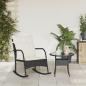 Preview: Garten-Schaukelstuhl mit Kissen Schwarz Poly Rattan