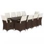 Preview: 11-tlg. Garten-Bistro-Set mit Kissen Braun Poly Rattan