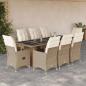 Preview: ARDEBO.de - 9-tlg. Garten-Bistro-Set mit Kissen Beige Poly Rattan