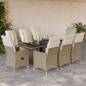 Preview: ARDEBO.de - 9-tlg. Garten-Bistro-Set mit Kissen Beige Poly Rattan