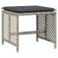 Preview: 15-tlg. Garten-Essgruppe mit Kissen Hellgrau Poly Rattan