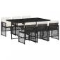 Preview: 7-tlg. Garten-Essgruppe mit Kissen Schwarz Poly Rattan