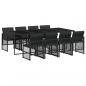 Preview: 9-tlg. Garten-Essgruppe mit Kissen Schwarz Poly Rattan