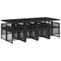 Preview: 9-tlg. Garten-Essgruppe mit Kissen Schwarz Poly Rattan