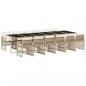 Preview: 13-tlg. Garten-Essgruppe mit Kissen Beige Poly Rattan