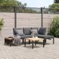 Preview: ARDEBO.de - 4-tlg. Garten-Sofagarnitur mit Kissen Schwarz Aluminium