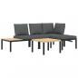 Preview: 4-tlg. Garten-Sofagarnitur mit Kissen Schwarz Aluminium