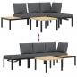 Preview: 4-tlg. Garten-Sofagarnitur mit Kissen Schwarz Aluminium