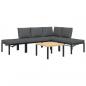 Preview: ARDEBO.de - 5-tlg. Garten-Sofagarnitur mit Kissen Schwarz Aluminium