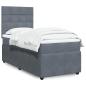 Preview: ARDEBO.de - Boxspringbett mit Matratze Dunkelgrau 90x200 cm Samt