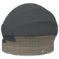 Preview: Outdoor-Loungebett mit Dach und Kissen Grau Poly Rattan