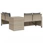 Preview: Gartensofa in L-Form mit Tisch und Kissen Hellgrau Poly Rattan
