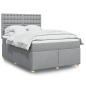 Preview: ARDEBO.de - Boxspringbett mit Matratze Hellgrau 140x190 cm Stoff