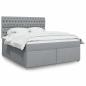 Preview: ARDEBO.de - Boxspringbett mit Matratze Hellgrau 180x200 cm Stoff