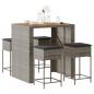 Preview: ARDEBO.de - 5-tlg. Gartenbar-Set mit Kissen Grau Poly Rattan