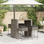 Preview: 5-tlg. Gartenbar-Set mit Kissen Grau Poly Rattan