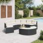 Preview: ARDEBO.de - 3-tlg. Garten-Sofagarnitur Halbrund Schwarz Poly-Rattan