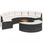Preview: 3-tlg. Garten-Sofagarnitur Halbrund Schwarz Poly-Rattan