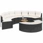 Preview: 3-tlg. Garten-Sofagarnitur Halbrund Schwarz Poly-Rattan