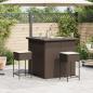 Preview: 3-tlg. Gartenbar-Set mit Kissen Braun Poly Rattan