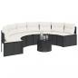 Preview: Gartensofa mit Tisch und Kissen Halbrund Schwarz Poly-Rattan