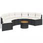 Preview: Gartensofa mit Tisch und Kissen Halbrund Schwarz Poly-Rattan