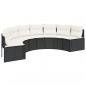 Preview: Gartensofa mit Tisch und Kissen Halbrund Schwarz Poly-Rattan