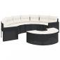 Preview: Gartensofa mit Kissen Halbrund Schwarz Poly-Rattan