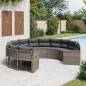 Preview: ARDEBO.de - Gartensofa mit Kissen Rund Grau Poly Rattan