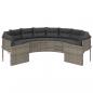 Preview: Gartensofa mit Kissen Rund Grau Poly Rattan