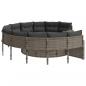 Preview: Gartensofa mit Kissen Rund Grau Poly Rattan