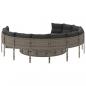 Preview: Gartensofa mit Tisch und Kissen Rund Grau Poly Rattan