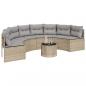 Preview: Gartensofa mit Kissen Halbrund Beige Poly-Rattan