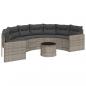 Preview: Gartensofa mit Tisch und Kissen Halbrund Grau Poly Rattan