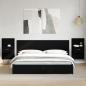 Preview: ARDEBO.de - Wand-Nachttische mit LED-Leuchten 2 Stk. Schwarz