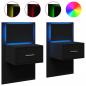 Preview: Wand-Nachttische mit LED-Leuchten 2 Stk. Schwarz