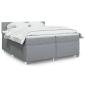 Preview: ARDEBO.de - Boxspringbett mit Matratze Hellgrau 200x200 cm Stoff