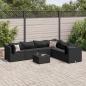 Preview: ARDEBO.de - 7-tlg. Garten-Lounge-Set mit Kissen Schwarz Poly Rattan