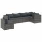 Preview: ARDEBO.de - 6-tlg. Garten-Lounge-Set mit Kissen Grau Poly Rattan