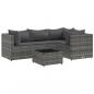 Preview: 5-tlg. Garten-Lounge-Set mit Kissen Grau Poly Rattan