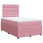 Preview: ARDEBO.de - Boxspringbett mit Matratze Rosa 120x200 cm Samt