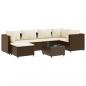 Preview: 7-tlg. Garten-Lounge-Set mit Kissen Braun Poly Rattan
