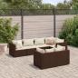 Preview: ARDEBO.de - 7-tlg. Garten-Lounge-Set mit Kissen Braun Poly Rattan
