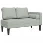 Preview: Chaiselongue mit Kissen Hellgrau Samt