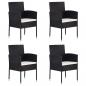 Preview: ARDEBO.de - Gartenstühle mit Kissen in Cremeweiß 4 Stk. Schwarz Polyrattan