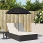 Preview: ARDEBO.de - Doppel-Sonnenliege mit Kissen&Sonnenschirm Schwarz Poly Rattan