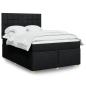 Preview: ARDEBO.de - Boxspringbett mit Matratze Schwarz 140x200 cm Stoff