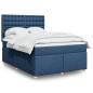 Preview: ARDEBO.de - Boxspringbett mit Matratze Blau 160x200 cm Stoff